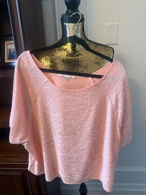 Boston Proper Soft Pink Cropped Textured Knit Pullover